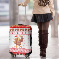 Turkey Christmas Luggage Cover with Santa Turkey Red Crescent Pattern Snowmen and Festive Lights - Wonder Print Shop