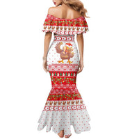 Turkey Christmas Mermaid Dress with Santa Turkey Red Crescent Pattern Snowmen and Festive Lights - Wonder Print Shop