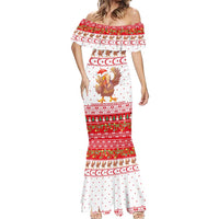 Turkey Christmas Mermaid Dress with Santa Turkey Red Crescent Pattern Snowmen and Festive Lights - Wonder Print Shop
