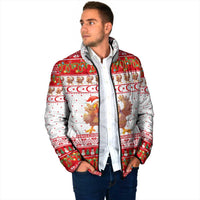 Turkey Christmas Padded Jacket with Santa Turkey Red Crescent Pattern Snowmen and Festive Lights - Wonder Print Shop