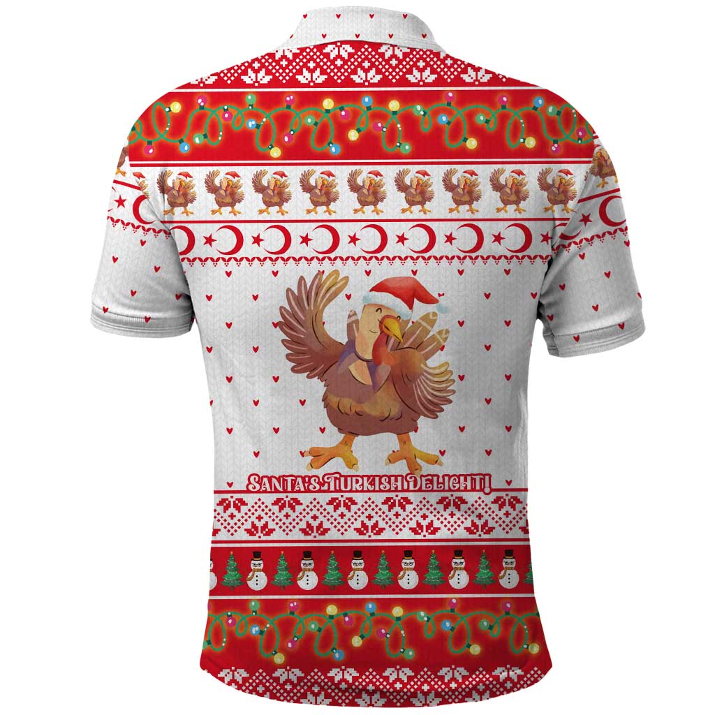 Turkey Christmas Polo Shirt with Santa Turkey Red Crescent Pattern Snowmen and Festive Lights - Wonder Print Shop
