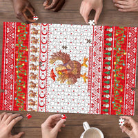 Turkey Christmas Puzzle with Santa Turkey Red Crescent Pattern Snowmen and Festive Lights - Wonder Print Shop