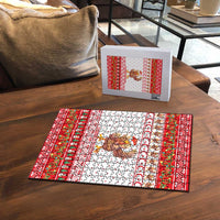 Turkey Christmas Puzzle with Santa Turkey Red Crescent Pattern Snowmen and Festive Lights - Wonder Print Shop