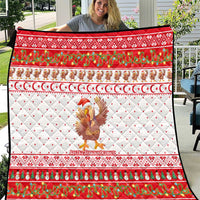 Turkey Christmas Quilt with Santa Turkey Red Crescent Pattern Snowmen and Festive Lights - Wonder Print Shop
