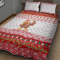 Turkey Christmas Quilt Bed Set with Santa Turkey Red Crescent Pattern Snowmen and Festive Lights - Wonder Print Shop