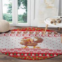 Turkey Christmas Round Carpet with Santa Turkey Red Crescent Pattern Snowmen and Festive Lights - Wonder Print Shop