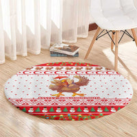Turkey Christmas Round Carpet with Santa Turkey Red Crescent Pattern Snowmen and Festive Lights - Wonder Print Shop
