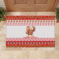 Turkey Christmas Rubber Doormat with Santa Turkey Red Crescent Pattern Snowmen and Festive Lights - Wonder Print Shop
