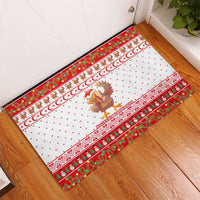 Turkey Christmas Rubber Doormat with Santa Turkey Red Crescent Pattern Snowmen and Festive Lights - Wonder Print Shop
