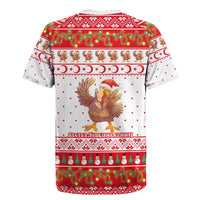 Turkey Christmas Rugby Jersey with Santa Turkey Red Crescent Pattern Snowmen and Festive Lights - Wonder Print Shop