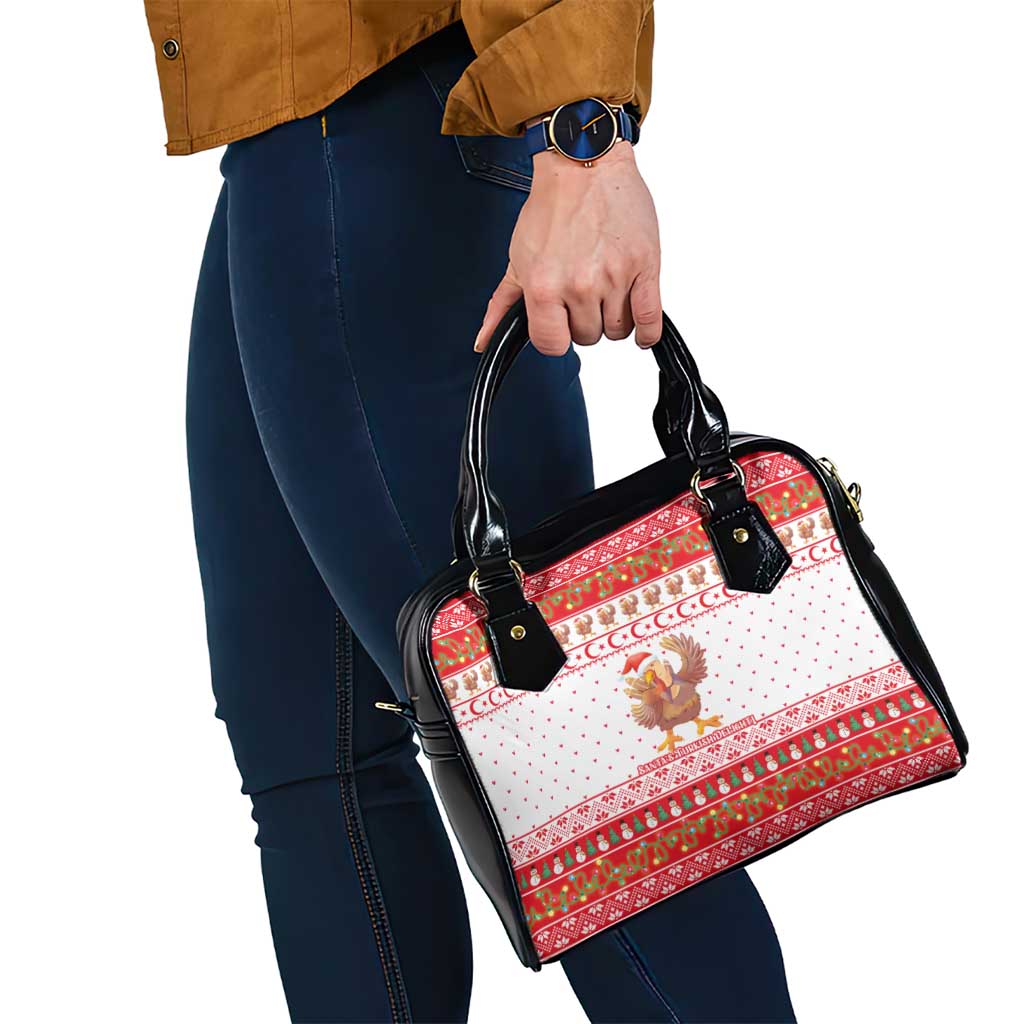 Turkey Christmas Shoulder Handbag with Santa Turkey Red Crescent Pattern Snowmen and Festive Lights - Wonder Print Shop