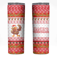 Turkey Christmas Skinny Tumbler with Santa Turkey Red Crescent Pattern Snowmen and Festive Lights - Wonder Print Shop