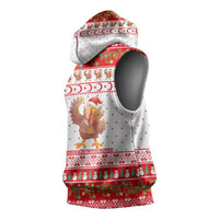 Turkey Christmas Sleeveless Hoodie with Santa Turkey Red Crescent Pattern Snowmen and Festive Lights - Wonder Print Shop