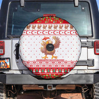 Turkey Christmas Spare Tire Cover with Santa Turkey Red Crescent Pattern Snowmen and Festive Lights - Wonder Print Shop