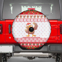 Turkey Christmas Spare Tire Cover with Santa Turkey Red Crescent Pattern Snowmen and Festive Lights - Wonder Print Shop
