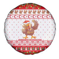 Turkey Christmas Spare Tire Cover with Santa Turkey Red Crescent Pattern Snowmen and Festive Lights - Wonder Print Shop