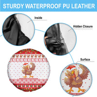 Turkey Christmas Spare Tire Cover with Santa Turkey Red Crescent Pattern Snowmen and Festive Lights - Wonder Print Shop