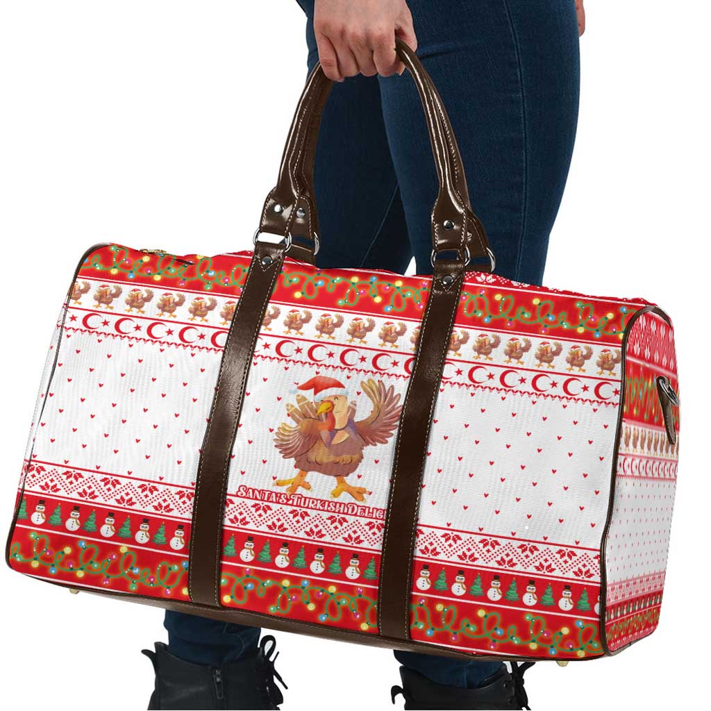 Turkey Christmas Travel Bag with Santa Turkey Red Crescent Pattern Snowmen and Festive Lights - Wonder Print Shop
