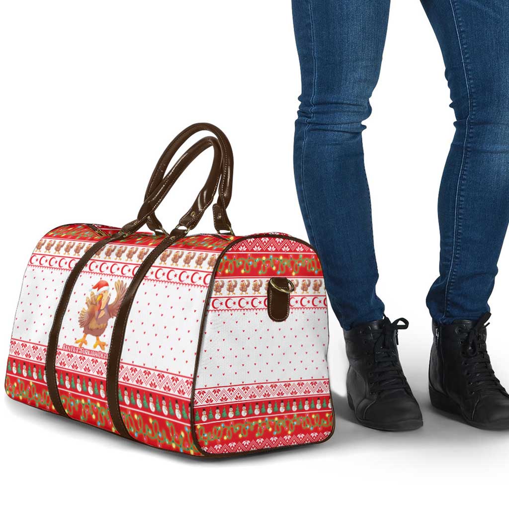 Turkey Christmas Travel Bag with Santa Turkey Red Crescent Pattern Snowmen and Festive Lights - Wonder Print Shop