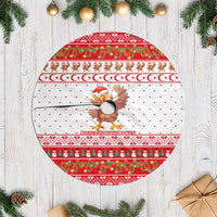 Turkey Christmas Tree Skirt with Santa Turkey Red Crescent Pattern Snowmen and Festive Lights - Wonder Print Shop