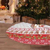 Turkey Christmas Tree Skirt with Santa Turkey Red Crescent Pattern Snowmen and Festive Lights - Wonder Print Shop
