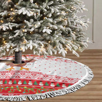 Turkey Christmas Tree Skirt with Santa Turkey Red Crescent Pattern Snowmen and Festive Lights - Wonder Print Shop