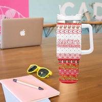 Turkey Christmas Tumbler With Handle with Santa Turkey Red Crescent Pattern Snowmen and Festive Lights - Wonder Print Shop