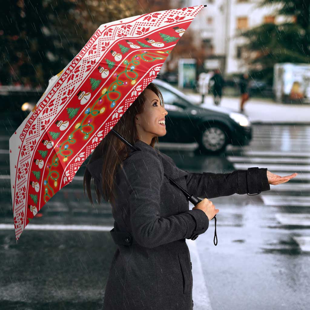 Turkey Christmas Umbrella with Santa Turkey Red Crescent Pattern Snowmen and Festive Lights - Wonder Print Shop