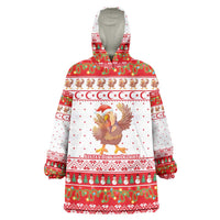 Turkey Christmas Wearable Blanket Hoodie with Santa Turkey Red Crescent Pattern Snowmen and Festive Lights - Wonder Print Shop