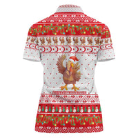 Turkey Christmas Women Polo Shirt with Santa Turkey Red Crescent Pattern Snowmen and Festive Lights - Wonder Print Shop