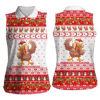 Turkey Christmas Women Sleeveless Polo Shirt with Santa Turkey Red Crescent Pattern Snowmen and Festive Lights - Wonder Print Shop