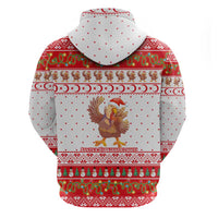 Turkey Christmas Zip Hoodie with Santa Turkey Red Crescent Pattern Snowmen and Festive Lights - Wonder Print Shop