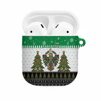 United Arab Emirates Christmas AirPods Case with Falcon Tree Design Snowflake Pattern and National Emblem - Wonder Print Shop