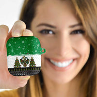 United Arab Emirates Christmas AirPods Case with Falcon Tree Design Snowflake Pattern and National Emblem - Wonder Print Shop