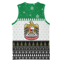 United Arab Emirates Christmas Basketball Jersey with Falcon Tree Design Snowflake Pattern and National Emblem - Wonder Print Shop