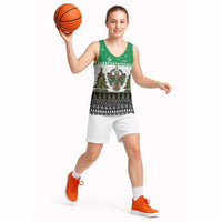 United Arab Emirates Christmas Basketball Jersey with Falcon Tree Design Snowflake Pattern and National Emblem - Wonder Print Shop