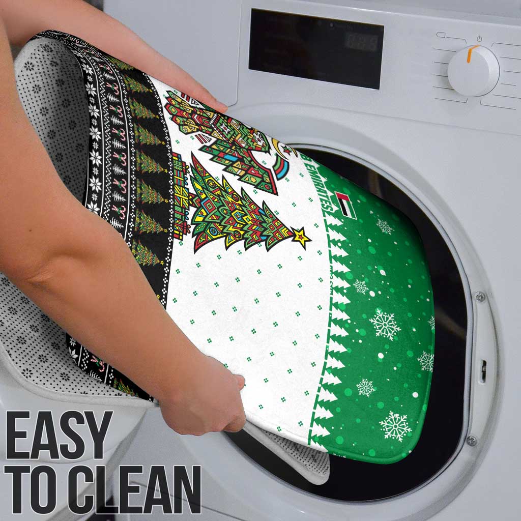 United Arab Emirates Christmas Bathroom Set with Falcon Tree Design Snowflake Pattern and National Emblem - Wonder Print Shop