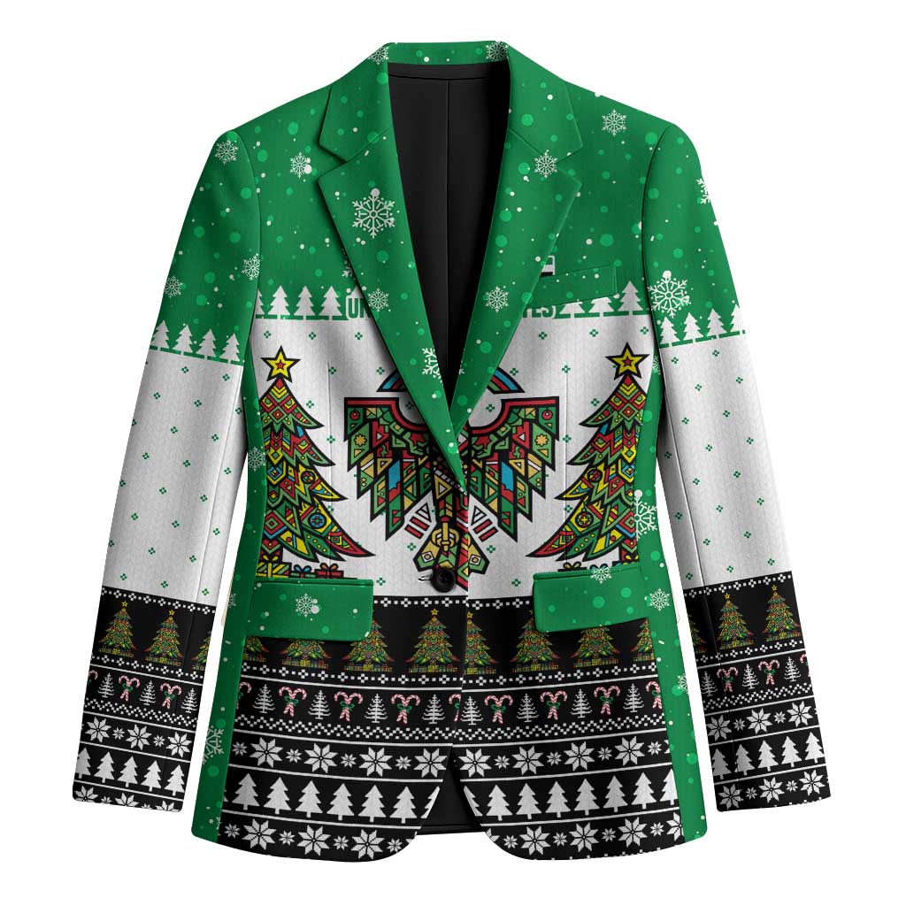 United Arab Emirates Christmas Blazer with Falcon Tree Design Snowflake Pattern and National Emblem - Wonder Print Shop