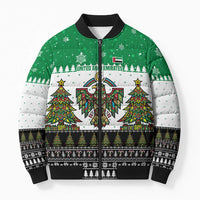 United Arab Emirates Christmas Bomber Puffer Jacket with Falcon Tree Design Snowflake Pattern and National Emblem - Wonder Print Shop