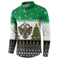 United Arab Emirates Christmas Button Sweatshirt with Falcon Tree Design Snowflake Pattern and National Emblem - Wonder Print Shop