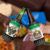 United Arab Emirates Christmas 4 in 1 Can Cooler Tumbler with Falcon Tree Design Snowflake Pattern and National Emblem - Wonder Print Shop