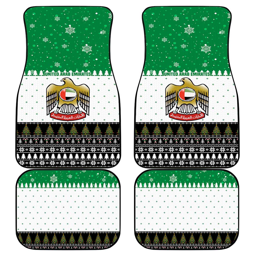 United Arab Emirates Christmas Car Mats with Falcon Tree Design Snowflake Pattern and National Emblem - Wonder Print Shop