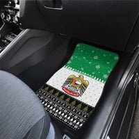 United Arab Emirates Christmas Car Mats with Falcon Tree Design Snowflake Pattern and National Emblem - Wonder Print Shop