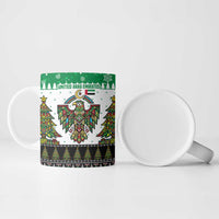 United Arab Emirates Christmas Ceramic Mug with Falcon Tree Design Snowflake Pattern and National Emblem - Wonder Print Shop