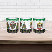 United Arab Emirates Christmas Ceramic Mug with Falcon Tree Design Snowflake Pattern and National Emblem - Wonder Print Shop