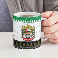 United Arab Emirates Christmas Ceramic Mug with Falcon Tree Design Snowflake Pattern and National Emblem - Wonder Print Shop