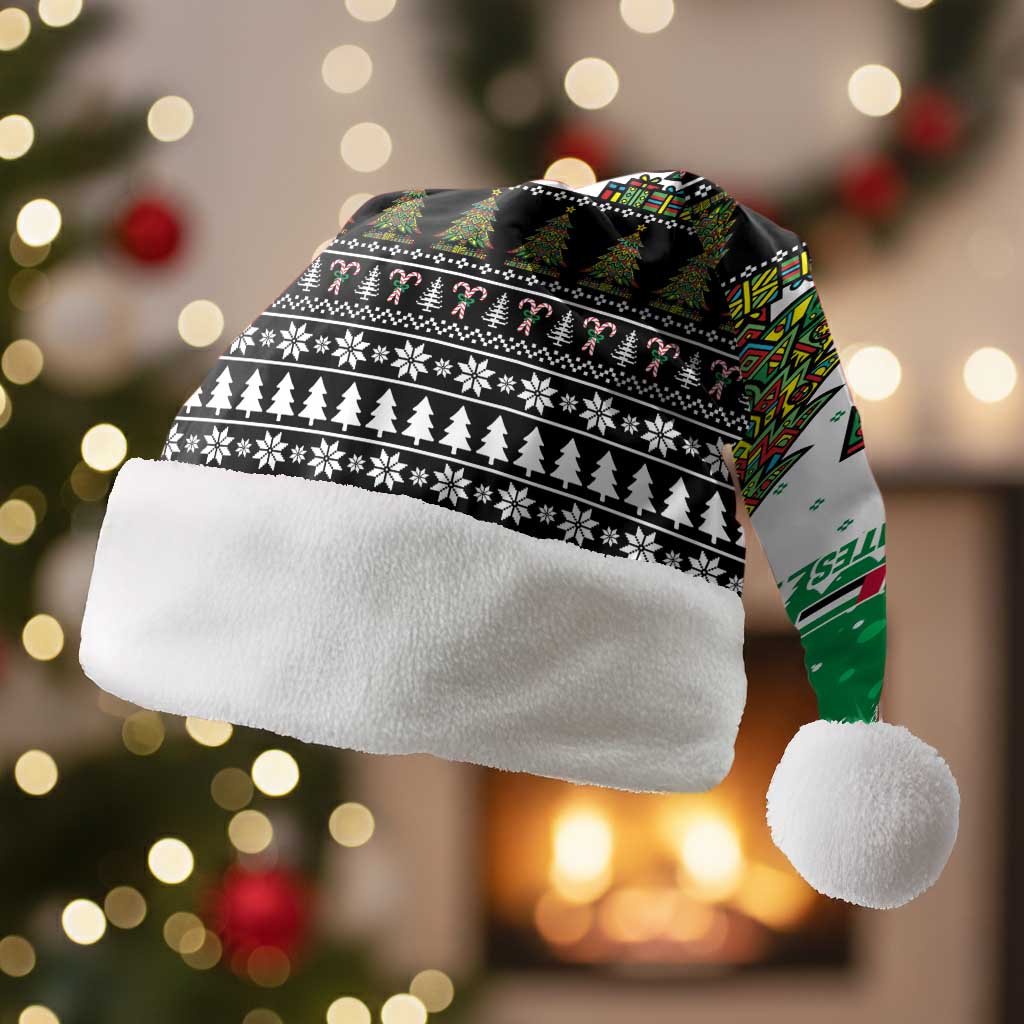 United Arab Emirates Christmas Santa Hat with Falcon Tree Design Snowflake Pattern and National Emblem - Wonder Print Shop