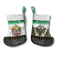 United Arab Emirates Christmas Stocking with Falcon Tree Design Snowflake Pattern and National Emblem - Wonder Print Shop