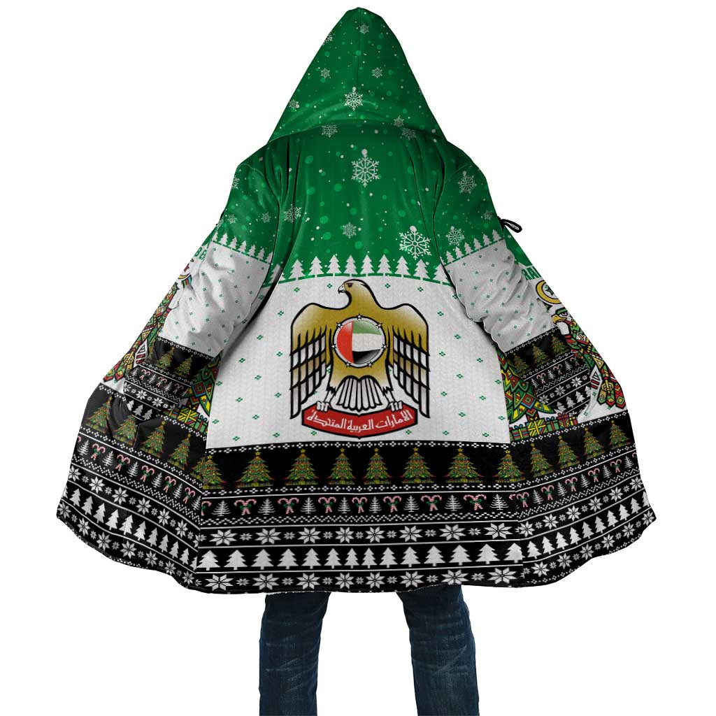 United Arab Emirates Christmas Cloak with Falcon Tree Design Snowflake Pattern and National Emblem - Wonder Print Shop