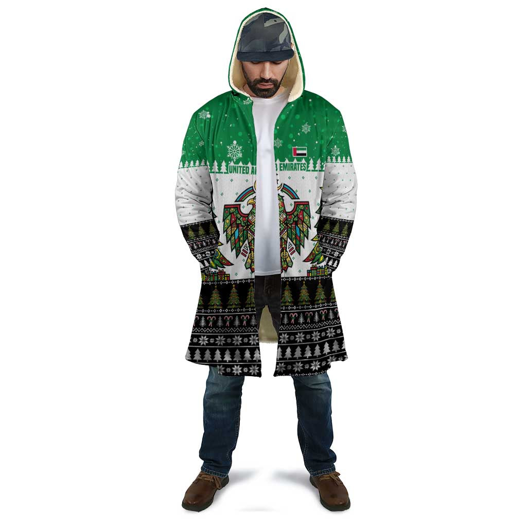 United Arab Emirates Christmas Cloak with Falcon Tree Design Snowflake Pattern and National Emblem - Wonder Print Shop